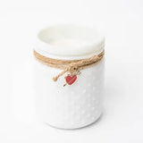 Vintage White Hobnail Candle with Heart/Arrow Charm (Blue Lagoon)